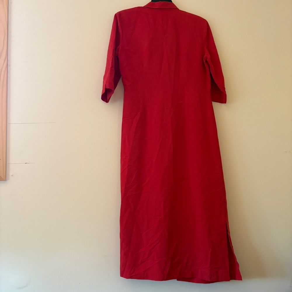 Vintage Talbots Petites Red Linen Blend Shirt Dress 6P Made USA - Picture 2 of 4